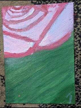 Pink & Green Abstract Floral Canvas Wall Art By E and T Paintings